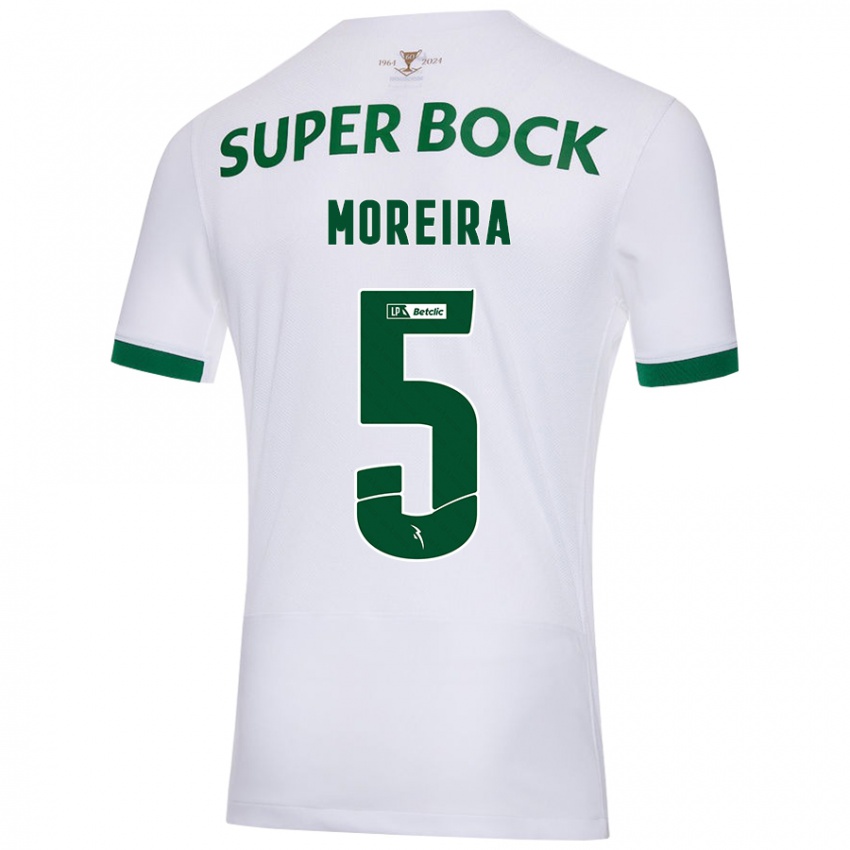 Uomo Maglia David Moreira #5 Bianco Verde Kit Gara Away 2024/25 Maglietta