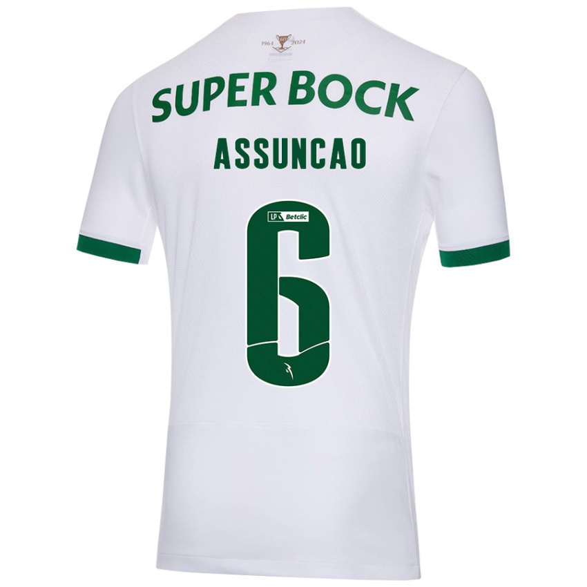 Uomo Maglia João Assunção #6 Bianco Verde Kit Gara Away 2024/25 Maglietta