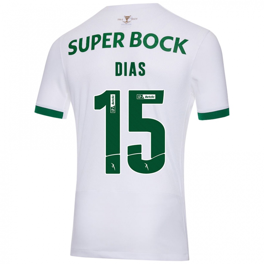 Uomo Maglia Rodrigo Dias #15 Bianco Verde Kit Gara Away 2024/25 Maglietta