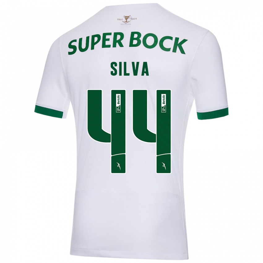 Uomo Maglia Pedro Silva #44 Bianco Verde Kit Gara Away 2024/25 Maglietta