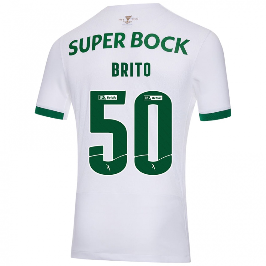 Uomo Maglia Alexandre Brito #50 Bianco Verde Kit Gara Away 2024/25 Maglietta