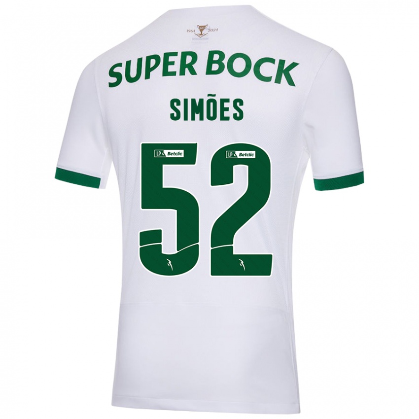 Uomo Maglia João Simões #52 Bianco Verde Kit Gara Away 2024/25 Maglietta