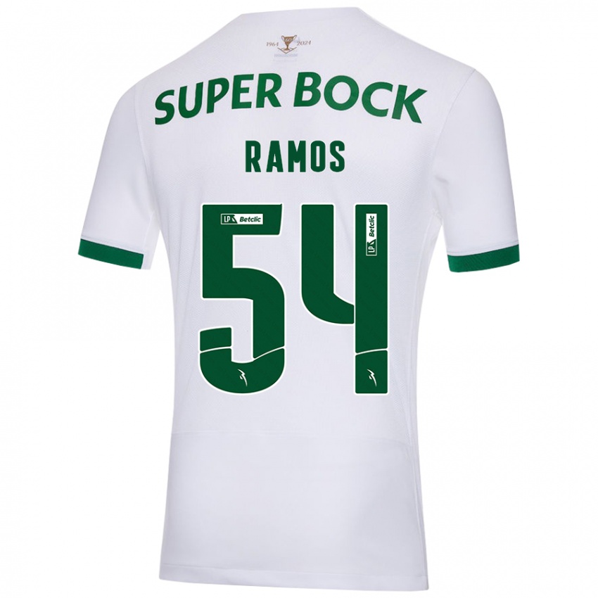 Uomo Maglia Bruno Ramos #54 Bianco Verde Kit Gara Away 2024/25 Maglietta