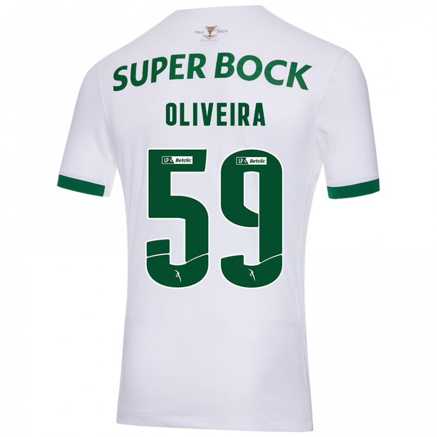 Uomo Maglia Kauã Oliveira #59 Bianco Verde Kit Gara Away 2024/25 Maglietta