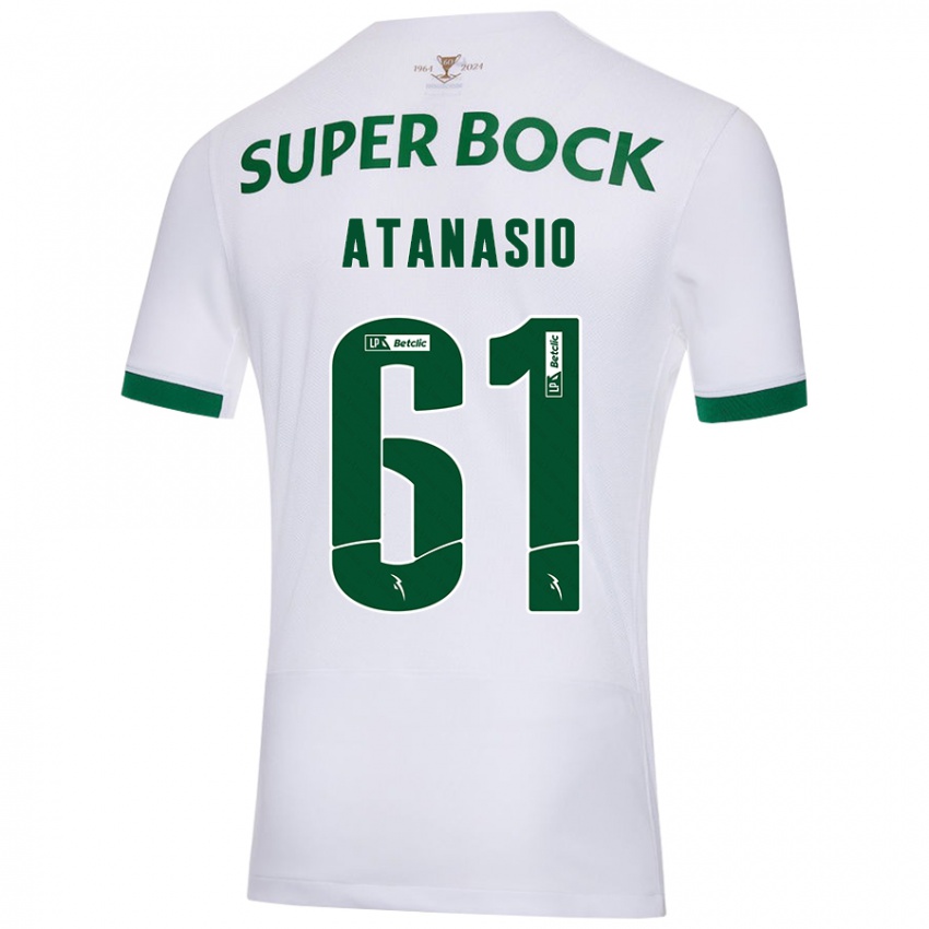 Uomo Maglia Atanásio #61 Bianco Verde Kit Gara Away 2024/25 Maglietta