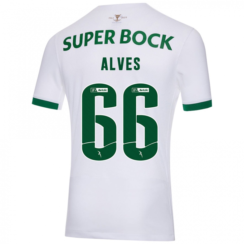 Uomo Maglia Miguel Alves #66 Bianco Verde Kit Gara Away 2024/25 Maglietta