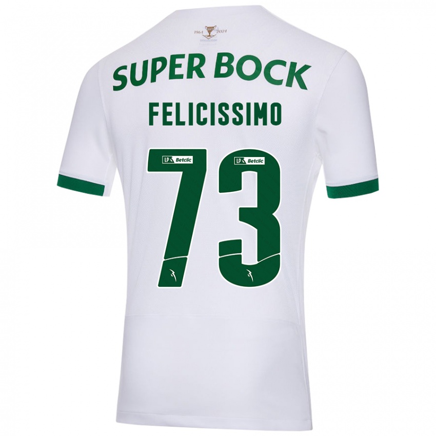 Uomo Maglia Eduardo Felicíssimo #73 Bianco Verde Kit Gara Away 2024/25 Maglietta