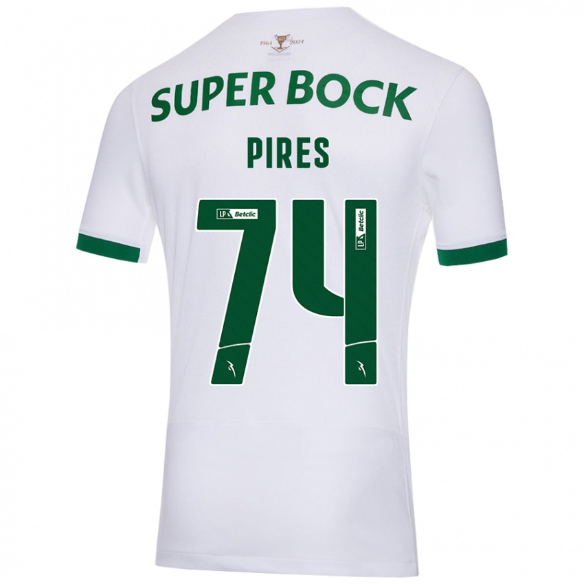 Uomo Maglia Guilherme Pires #74 Bianco Verde Kit Gara Away 2024/25 Maglietta