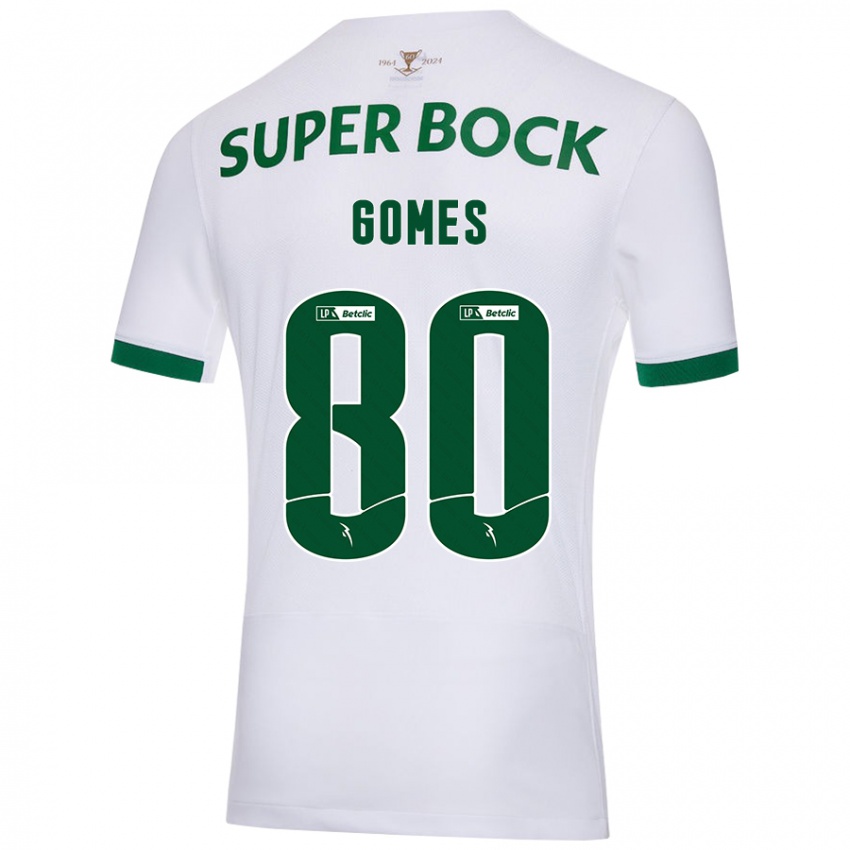 Uomo Maglia Luís Gomes #80 Bianco Verde Kit Gara Away 2024/25 Maglietta