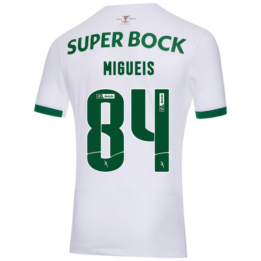 Uomo Maglia Pedro Miguéis #84 Bianco Verde Kit Gara Away 2024/25 Maglietta