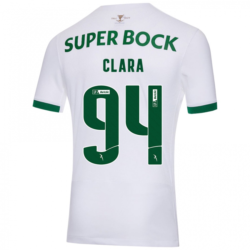 Uomo Maglia Diogo Clara #94 Bianco Verde Kit Gara Away 2024/25 Maglietta