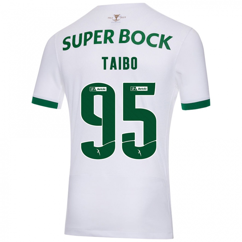 Uomo Maglia Lucas Taibo #95 Bianco Verde Kit Gara Away 2024/25 Maglietta