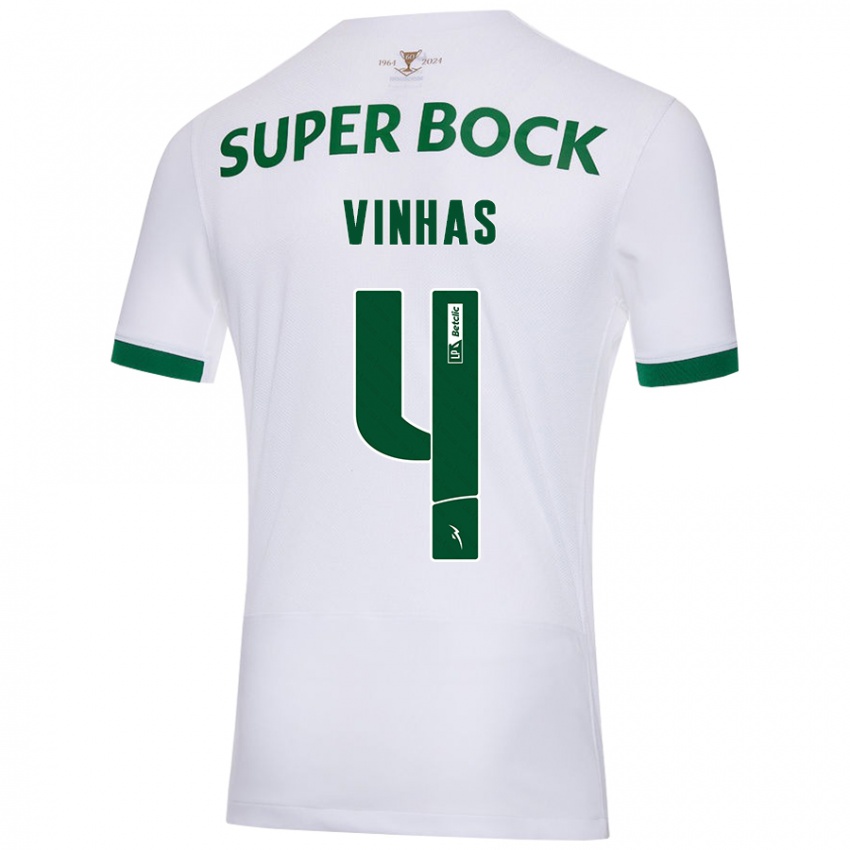 Uomo Maglia Gabriela Vinhas #4 Bianco Verde Kit Gara Away 2024/25 Maglietta