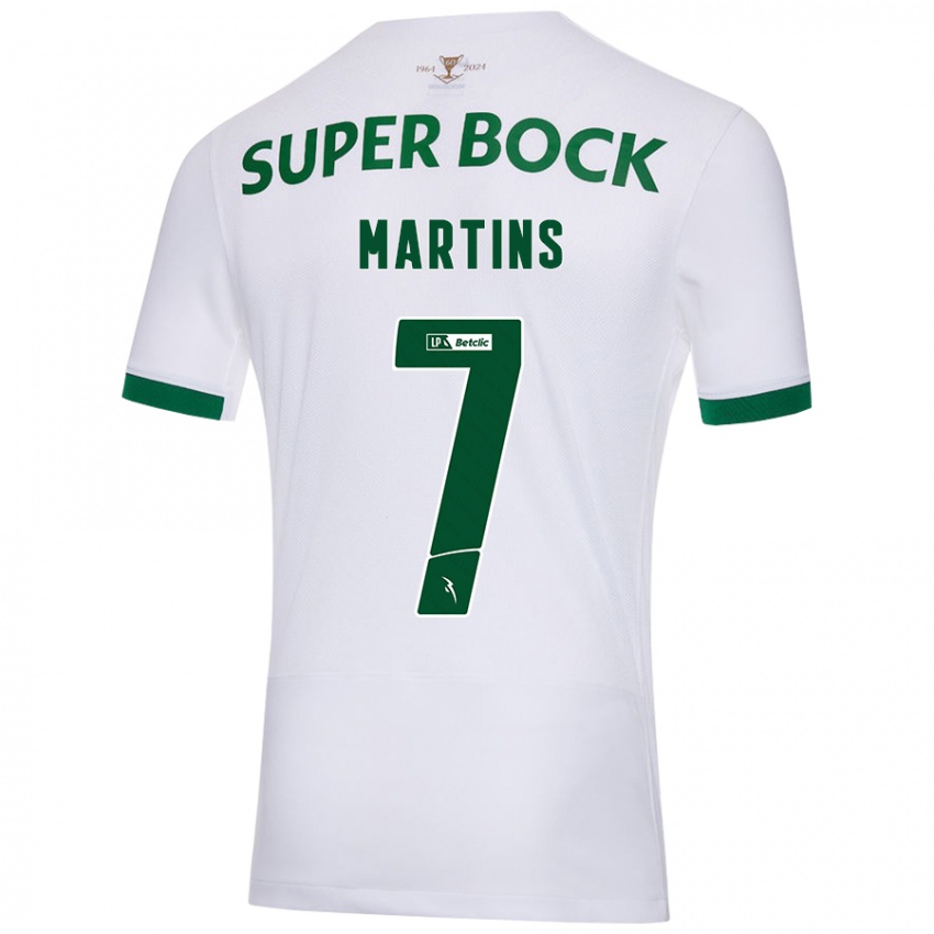 Uomo Maglia Joana David Carromeu Martins #7 Bianco Verde Kit Gara Away 2024/25 Maglietta