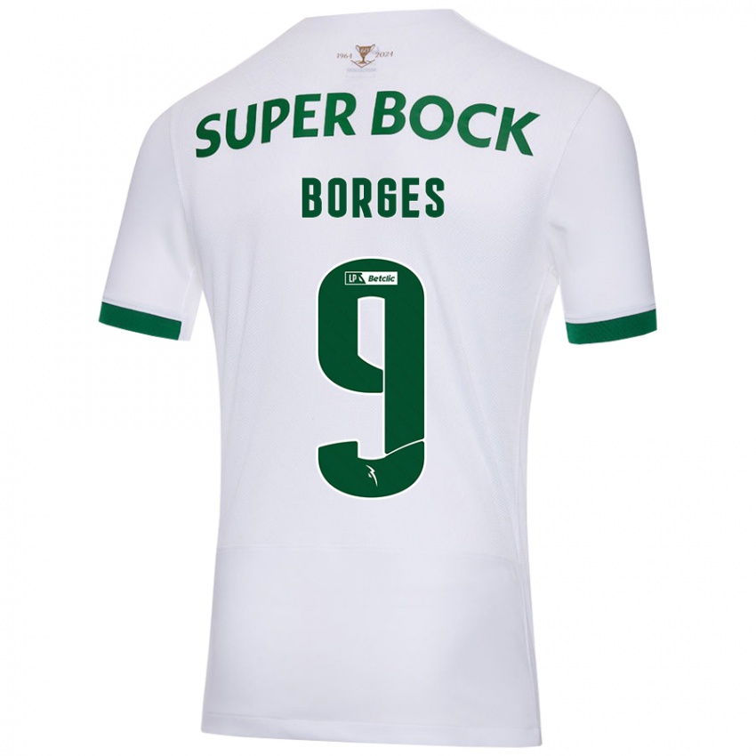 Uomo Maglia Ana Borges #9 Bianco Verde Kit Gara Away 2024/25 Maglietta