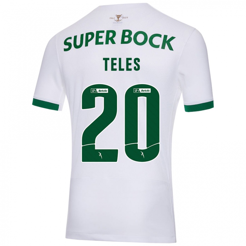 Uomo Maglia Ana Isabel Teles #20 Bianco Verde Kit Gara Away 2024/25 Maglietta