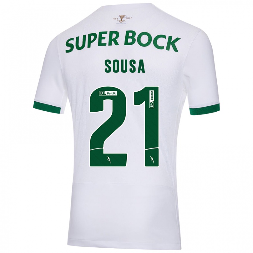 Uomo Maglia Margarida Sousa #21 Bianco Verde Kit Gara Away 2024/25 Maglietta