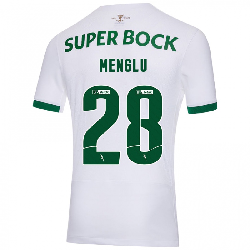 Uomo Maglia Shen Menglu #28 Bianco Verde Kit Gara Away 2024/25 Maglietta