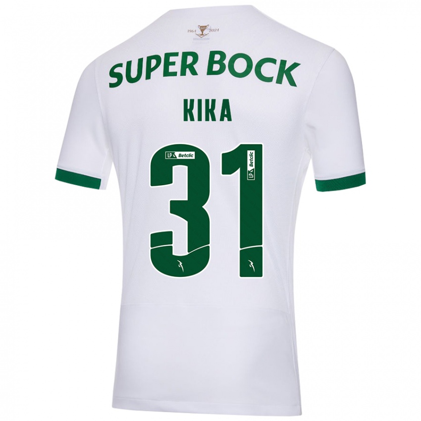 Uomo Maglia Kika #31 Bianco Verde Kit Gara Away 2024/25 Maglietta