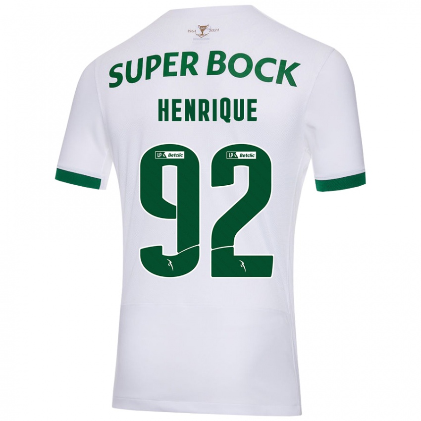 Uomo Maglia Eduardo Henrique #92 Bianco Verde Kit Gara Away 2024/25 Maglietta