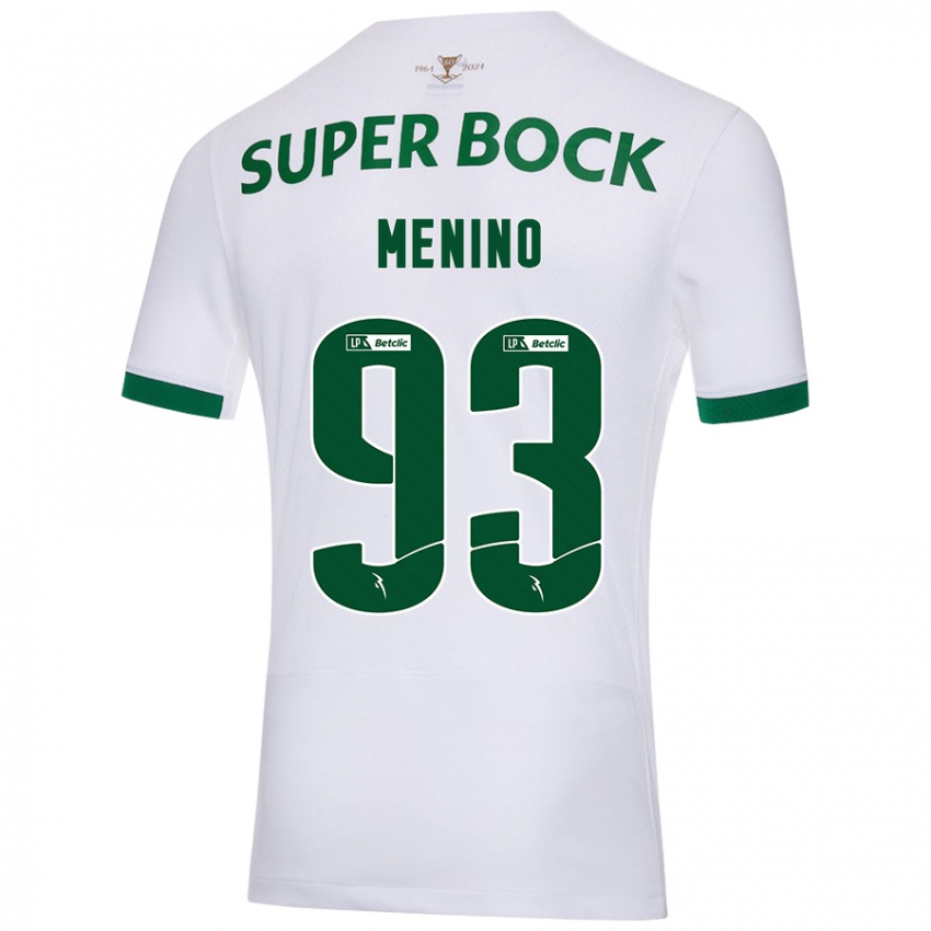 Uomo Maglia Miguel Menino #93 Bianco Verde Kit Gara Away 2024/25 Maglietta