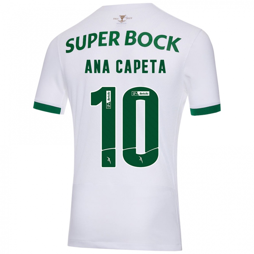 Uomo Maglia Ana Capeta #10 Bianco Verde Kit Gara Away 2024/25 Maglietta