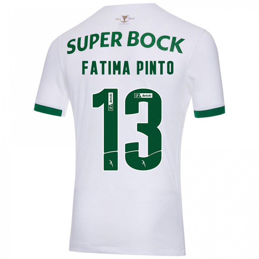 Uomo Maglia Fátima Alexandra Figueira Pinto #13 Bianco Verde Kit Gara Away 2024/25 Maglietta