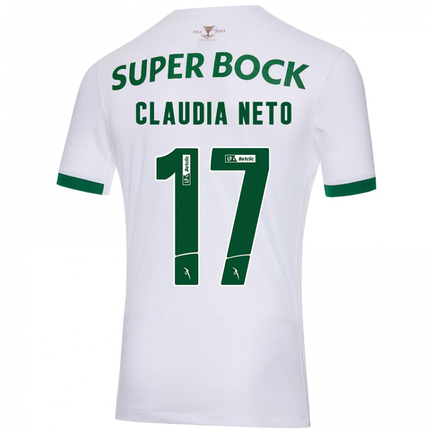 Uomo Maglia Cláudia Teresa Pires Neto #17 Bianco Verde Kit Gara Away 2024/25 Maglietta