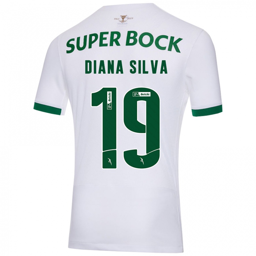 Uomo Maglia Diana Micaela Abreu De Sousa E Silva #19 Bianco Verde Kit Gara Away 2024/25 Maglietta