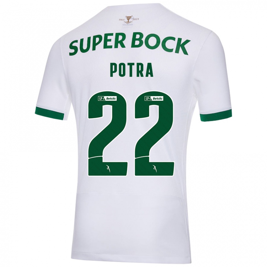 Uomo Maglia Catarina Sofia Branco Potra #22 Bianco Verde Kit Gara Away 2024/25 Maglietta