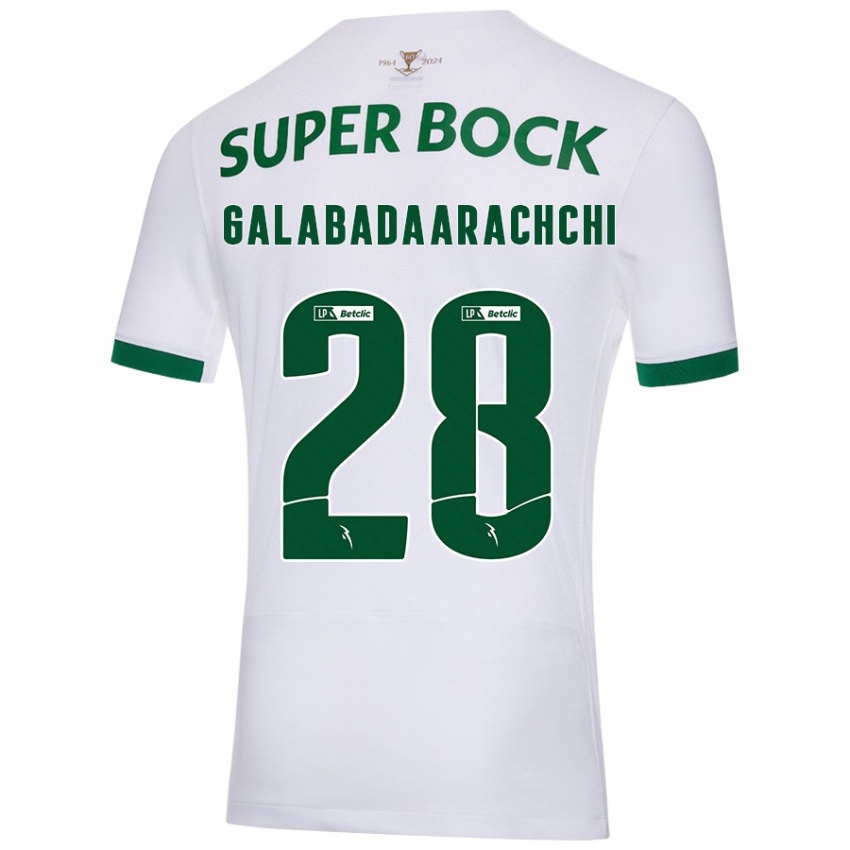 Uomo Maglia Jacinta Galabadaarachchi #28 Bianco Verde Kit Gara Away 2024/25 Maglietta