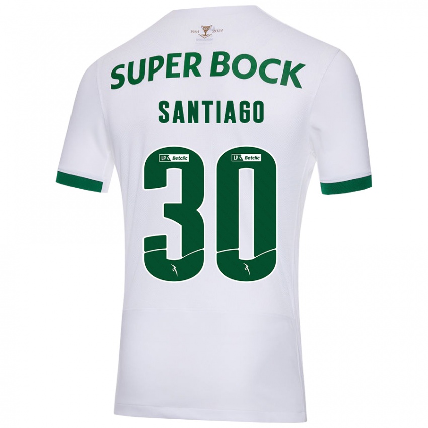 Uomo Maglia Carolina Santiago #30 Bianco Verde Kit Gara Away 2024/25 Maglietta