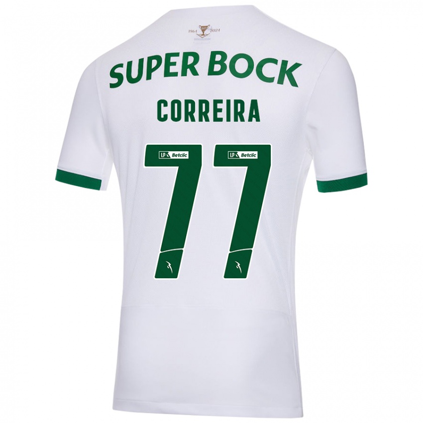 Uomo Maglia Alicia Figueiredo Lima Correia #77 Bianco Verde Kit Gara Away 2024/25 Maglietta