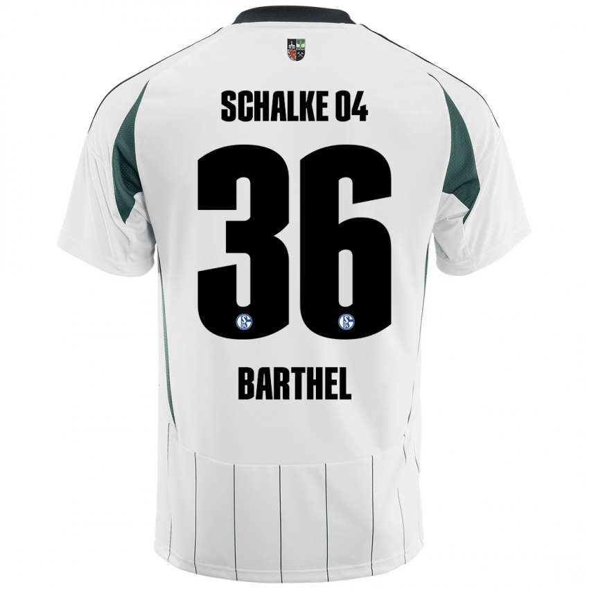 Uomo Maglia Niklas Barthel #36 Bianco Verde Kit Gara Away 2024/25 Maglietta