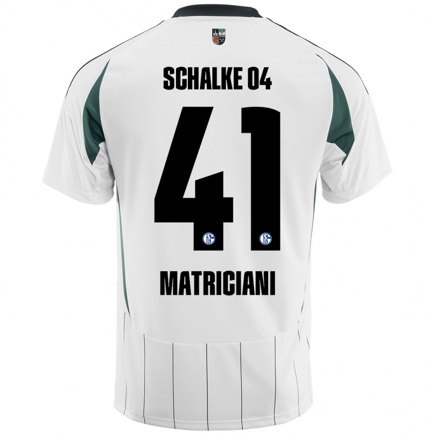 Uomo Maglia Henning Matriciani #41 Bianco Verde Kit Gara Away 2024/25 Maglietta