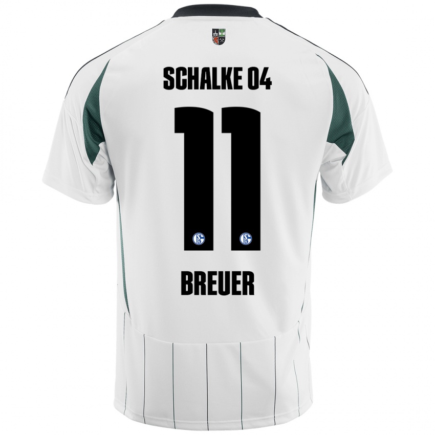 Uomo Maglia Simon Breuer #11 Bianco Verde Kit Gara Away 2024/25 Maglietta