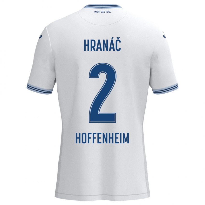 Uomo Maglia Robin Hranac #2 Bianco Blu Kit Gara Away 2024/25 Maglietta