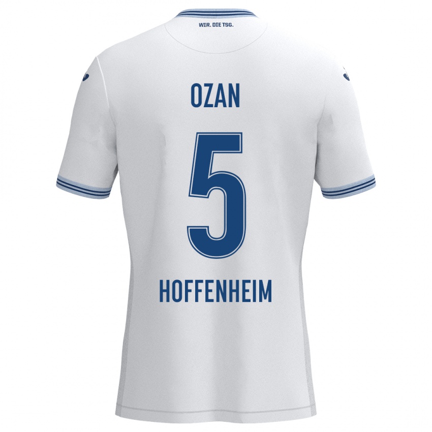 Uomo Maglia Ozan Kabak #5 Bianco Blu Kit Gara Away 2024/25 Maglietta