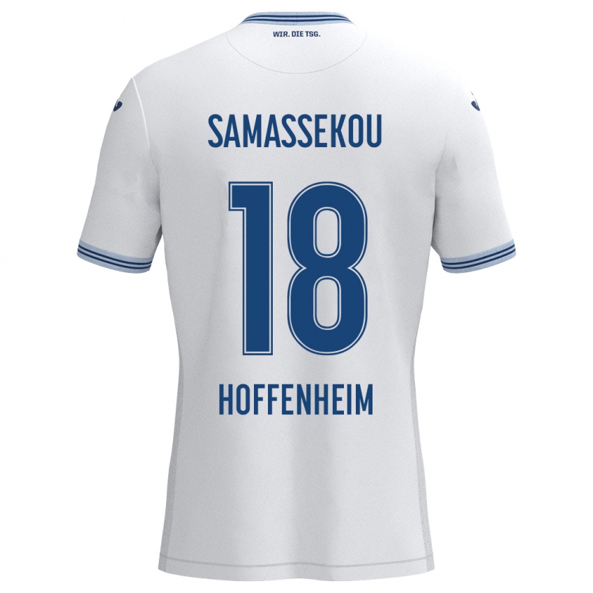 Uomo Maglia Diadié Samassékou #18 Bianco Blu Kit Gara Away 2024/25 Maglietta