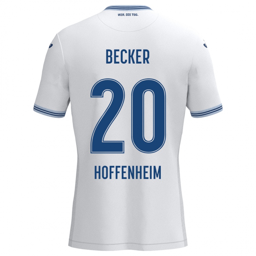 Uomo Maglia Finn Ole Becker #20 Bianco Blu Kit Gara Away 2024/25 Maglietta