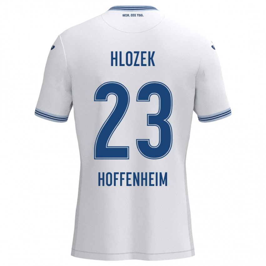 Uomo Maglia Adam Hlozek #23 Bianco Blu Kit Gara Away 2024/25 Maglietta