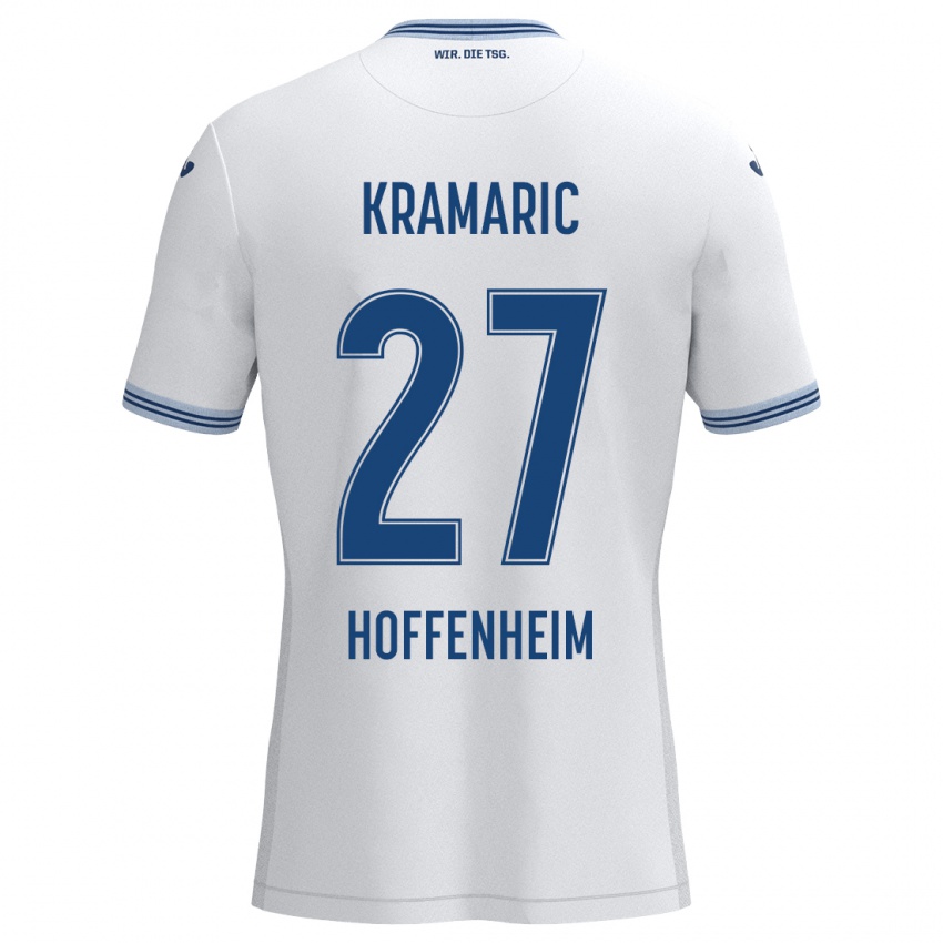 Uomo Maglia Andrej Kramaric #27 Bianco Blu Kit Gara Away 2024/25 Maglietta