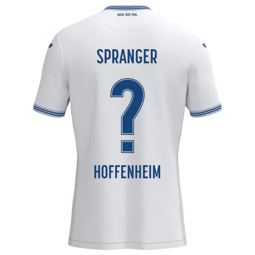 Uomo Maglia Tristan Spranger #0 Bianco Blu Kit Gara Away 2024/25 Maglietta