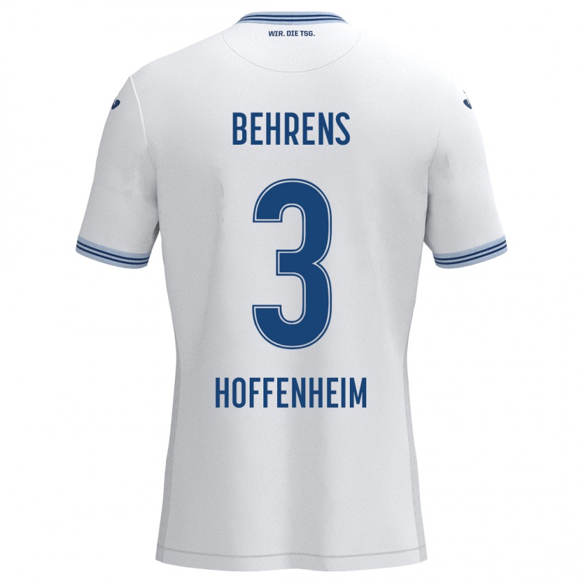 Uomo Maglia Hennes Behrens #3 Bianco Blu Kit Gara Away 2024/25 Maglietta