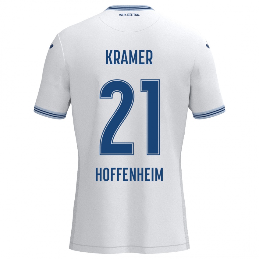 Uomo Maglia Emil Kramer #21 Bianco Blu Kit Gara Away 2024/25 Maglietta