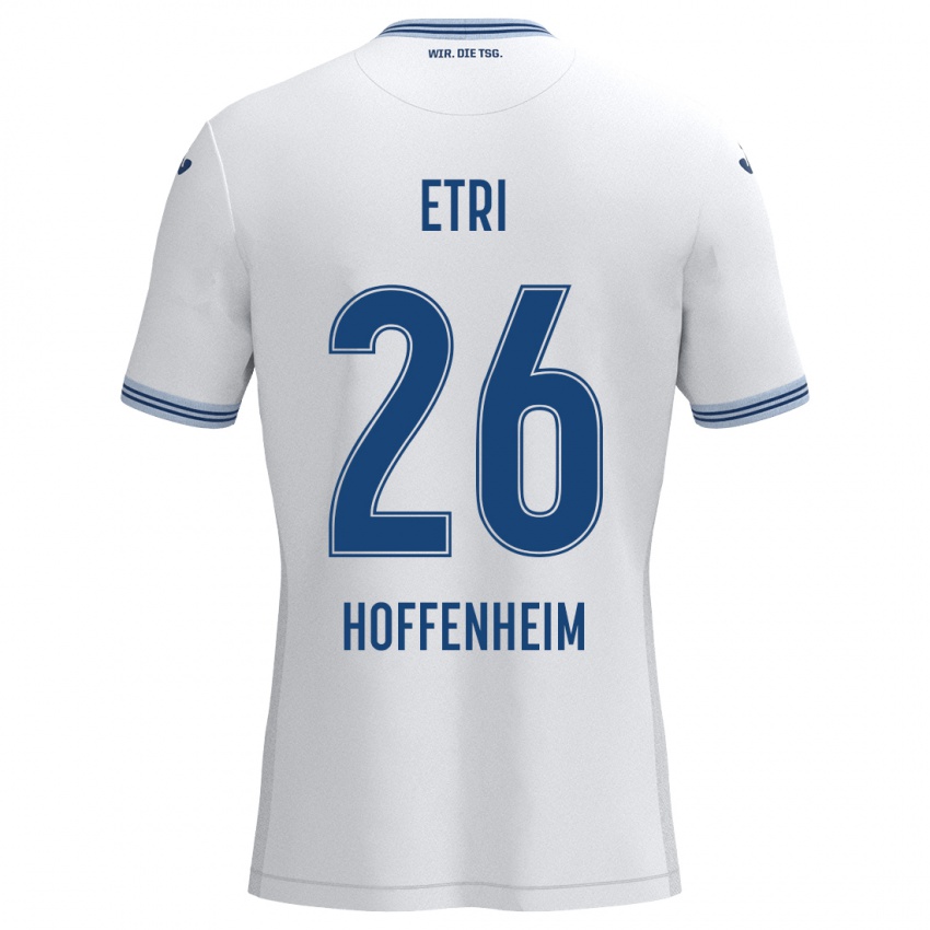 Uomo Maglia Ahmed Etri #26 Bianco Blu Kit Gara Away 2024/25 Maglietta