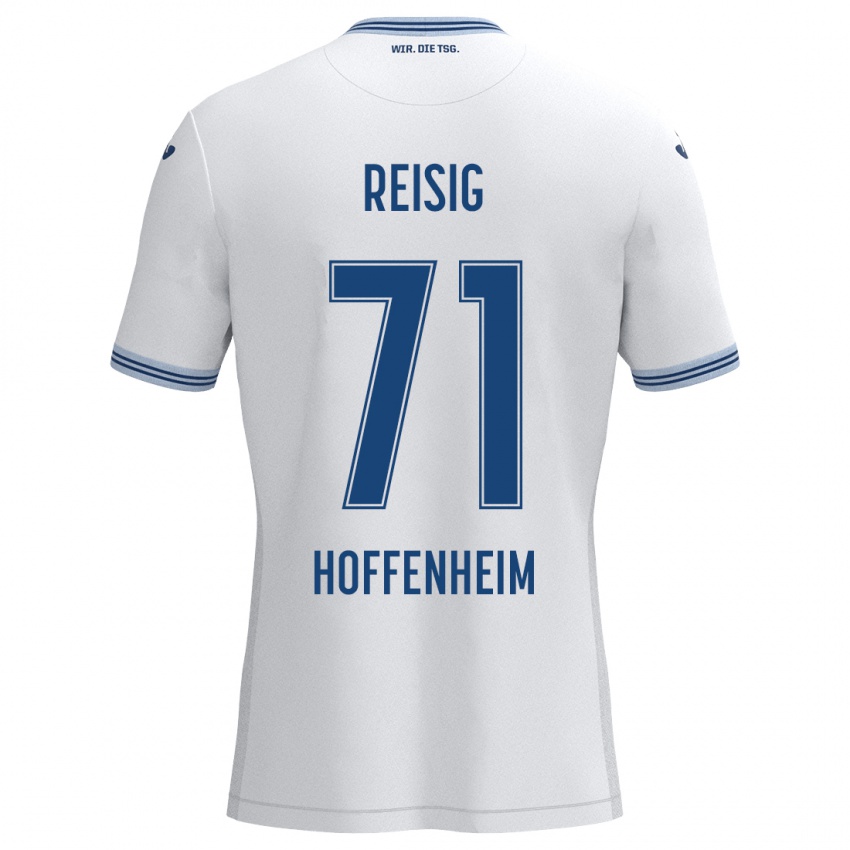 Uomo Maglia Ruben Reisig #71 Bianco Blu Kit Gara Away 2024/25 Maglietta