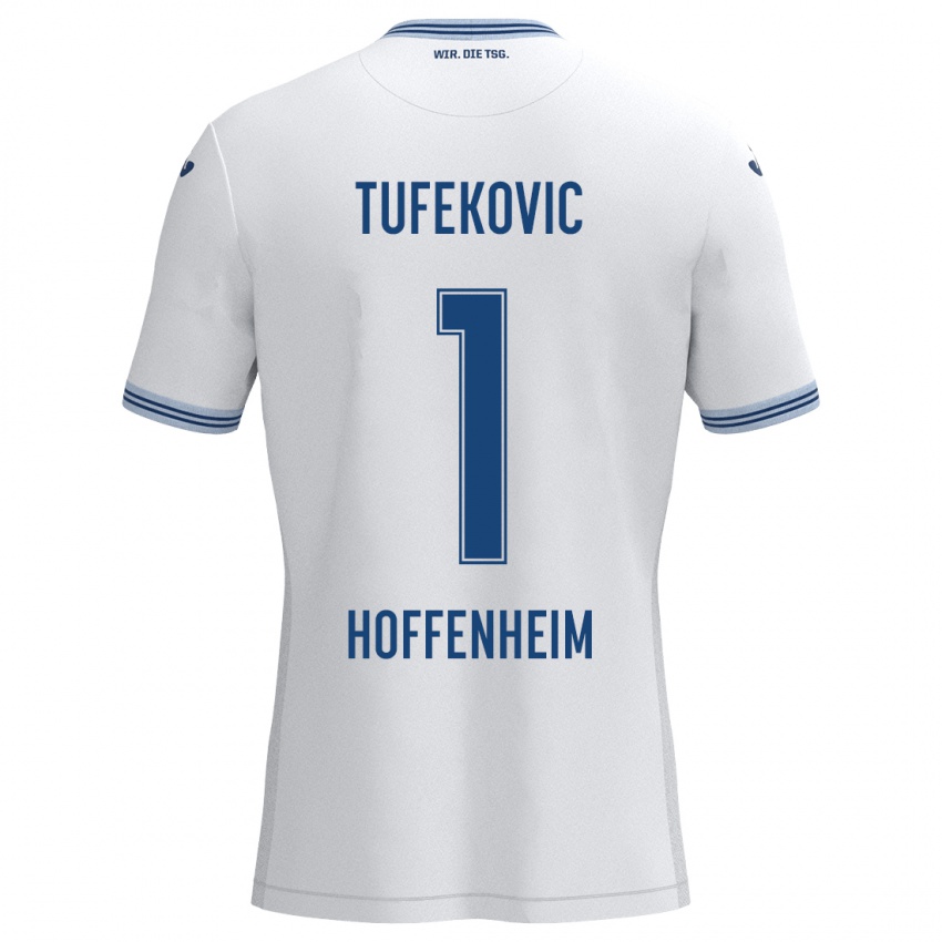 Uomo Maglia Martina Tufekovic #1 Bianco Blu Kit Gara Away 2024/25 Maglietta