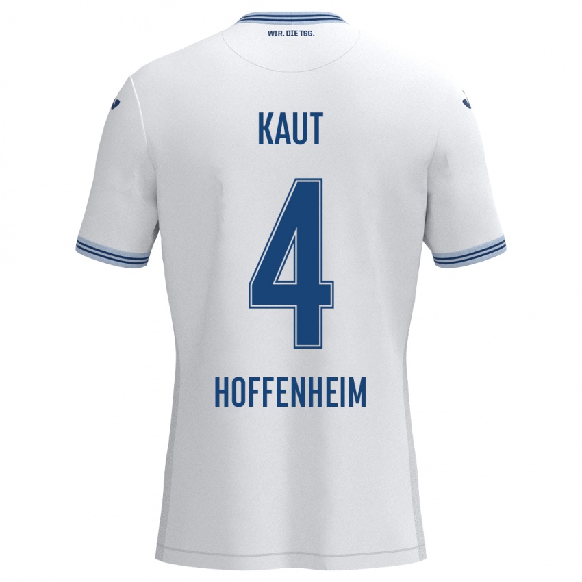 Uomo Maglia Lisann Kaut #4 Bianco Blu Kit Gara Away 2024/25 Maglietta