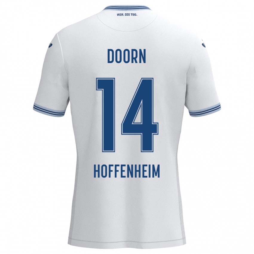 Uomo Maglia Lisa Doorn #14 Bianco Blu Kit Gara Away 2024/25 Maglietta